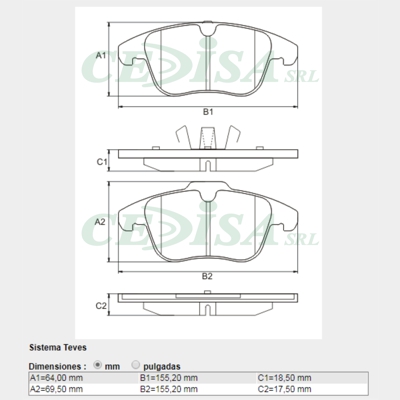 PASTILLA DE FRENO DEL CITROËN PICASSO/C5 08/... (1.6-2.0)/PEUGEOT 508 - FORD MONDEO