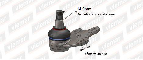 RÓTULA DE SUSPENSIÓN DER. - AUDI / VW  A1/Q3/FOX/GOL TREND/SURAN/VOYAGE - 10 ->/08 ->/06 -> 14.9 MM
