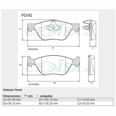 PASTILLAS DE FRENO FIAT ARGO 1.8 - CRONOS - LINEA - PALIO WEEKEND ADVENTURE - STRADA ADVENTURE