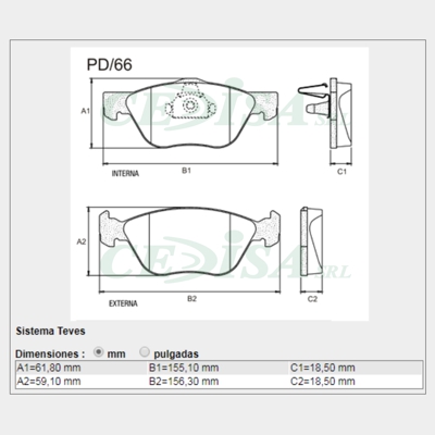 PASTILLA DE FRENO FIAT LINEA (1.4-1.9)/PALIO WEEKEND ADVENTURE LOCKER (1.8)/PUNTO (1.4) 09/...