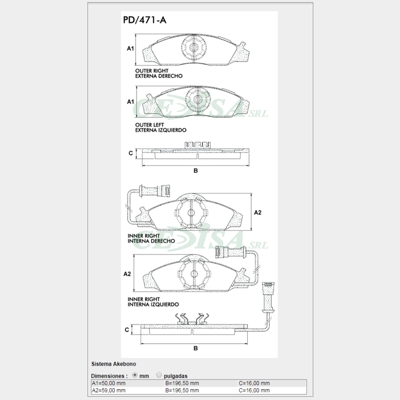 PASTILLA DE FRENO DEL SSANGYONG MUSSO 97/...