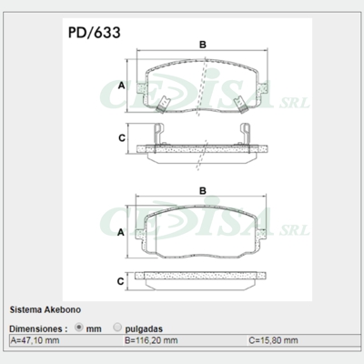 PASTILLA DE FRENO DEL KIA PICANTO 07/... /HYUNDAI I 10/...