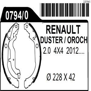 JGO. DE ZAPATAS - RENAULT DUSTER / OROCH 4X4 2012/.. - Ø 228 X 42MM