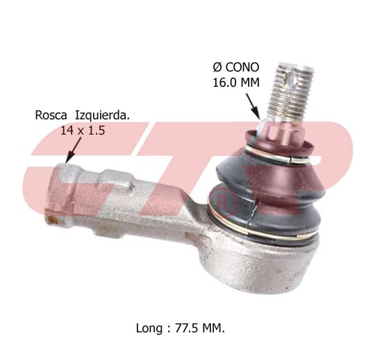EXTREMO DE DIRECCION DERECHO ROSCA IZQUIERDA CHEVROLET LUV/ISUZU LUV (INTERNO) (M14X1.5)