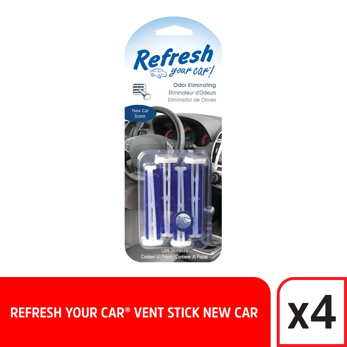 RYC VENT STICKS NEW CAR - VARILLA CON FRAGANCIA  CAJA X  6  DE 4 UNIDAES