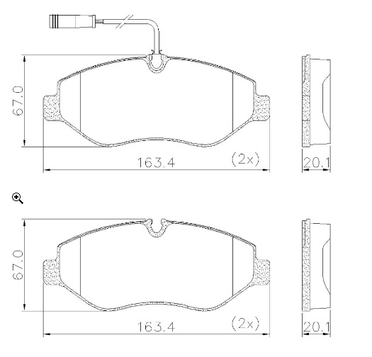 PASTILLA DE FRENO DEL MERCEDES BENZ SPRINTER 415/416 - 311 - VITO - VIANO SISTEMA BREMBO C/SENSOR