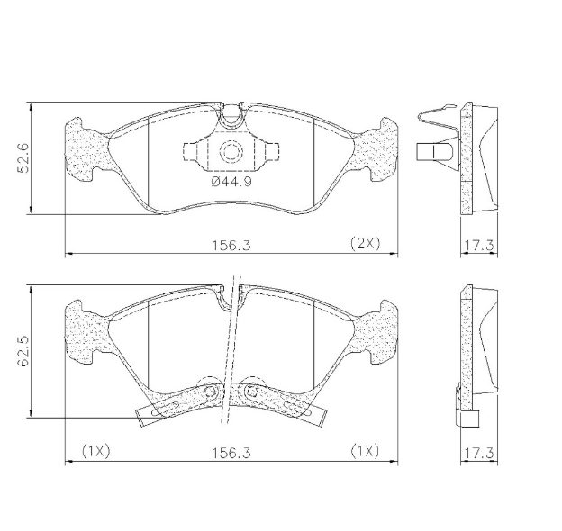 PASTILLA DE FRENO DEL CHEVROLET MERIVA 10/. (1.8-RODADO 14")/ZAFIRA