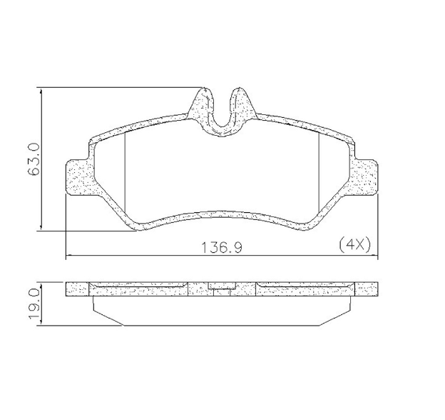 PASTILLA DE FRENO TRAS MERCEDES BENZ 311/415 12/... (VW CRAFTER 3.8TON)