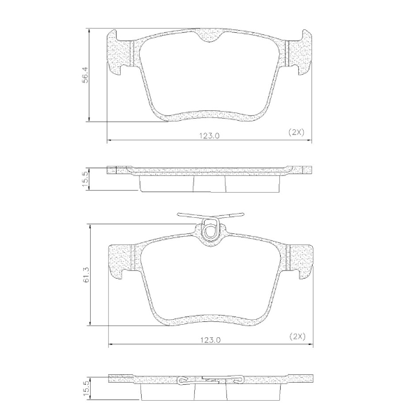 PASTILLA DE FRENO TRAS VW GOLF 14/... (2.0 GTI)/TAOS 250 TSI (15,5 MM)