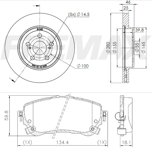 KIT  DISCO -PASTILLA DE FRENO - TOYOTA COROLLA 2020/... (EJE DELANTERO) - BD-5488X2 + PD-2208