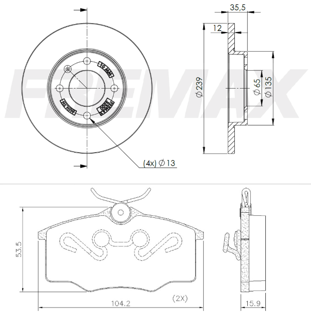 KIT  DISCO -PASTILLA DE FRENO -  VW GOL  (BD 3300 (X2) -  PD/54)