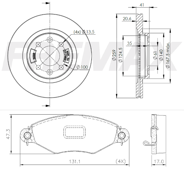 KIT  DISCO -PASTILLA DE FRENO - RENAULT KANGOO   ( BD 3550 (X2) - PD/412 )