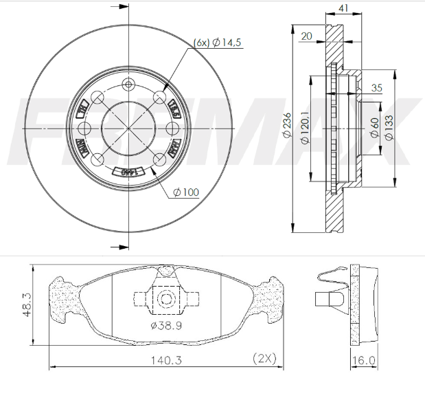KIT  DISCO -PASTILLA DE FRENO - CHEVROLET CORSA NUEVO / CLASSIC / AGILE   ( BD1440 (X2) - PD/82 )