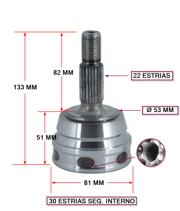 JUNTA HOMOC. VW GACEL / GOL/ SENDA /SAVEIRO 1.8/2.0 - E:22/I:30 SEG. INTERNO