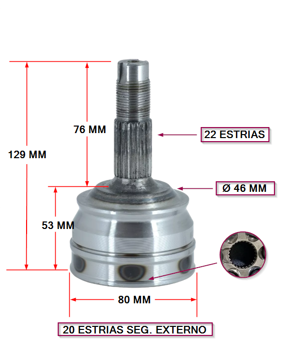 JUNTA HOMOCINETICA FIAT TIPO/TEMPRA  E:22/I:20 SEGURO EXTERNO