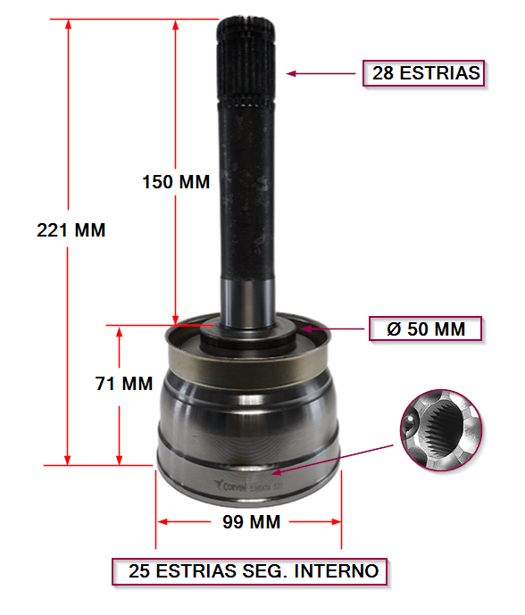 JUNTA HOMOCINETICA NISSAN FRONTIER /X-TERRA E:28 - I:25 SEG. INTERIOR
