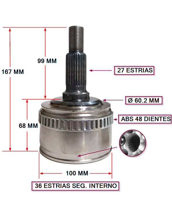 JUNTA HOMOC. MERCEDES VITO 2.2 CDI C/ABS L/RUEDA ABS 48 27 36 SEGURO-I