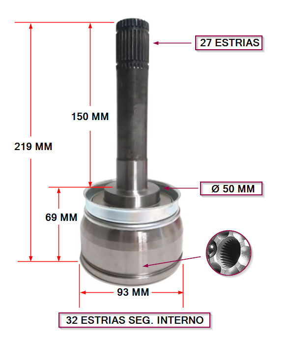 HOMOCINETICA TERRANO II ./2004 L/RUEDA ABS NO E: 27 - I: 32 SEG. INTERNO