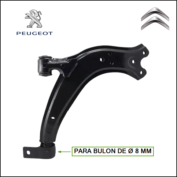 PARRILLA DE SUSPENSION DER CITROEN ZX/PICASSO/BERLINGO/PEUGEOT PARTNER (CHAPA CON BUJE-P/BULON 8MM-S/ROTULA)