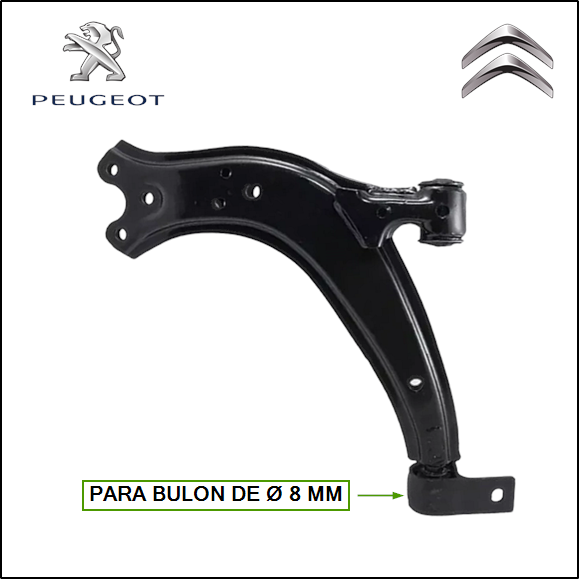 PARRILLA DE SUSPENSION IZQ CITROEN ZX/PICASSO/BERLINGO/PEUGEOT PARTNER (CHAPA CON BUJE-P/BULON 8MM-S/ROTULA)