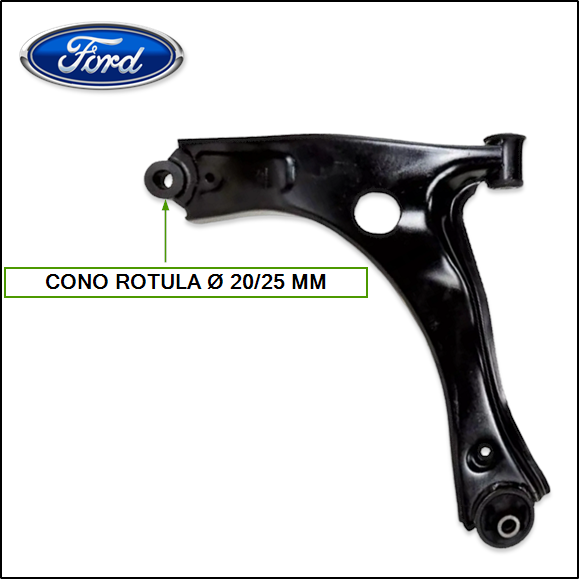 PARRILLA DE SUSPENSION INFERIOR DEL/IZQ FORD TRANSIT 08/13 CONO 20/25 MM