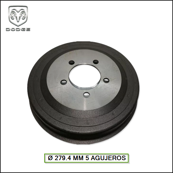 CAMPANA DE FRENO DEL. DODGE D-200 63/74 REFORZADA Ø 279.4 - 5 AGUJEROS