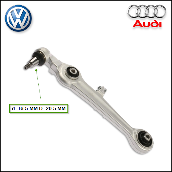 BRAZO DE SUSPENSION IZQ/DER AUDI A4/A6/A8 (INFERIOR-RECTO-ALUMINIO CONO 16.5MM)