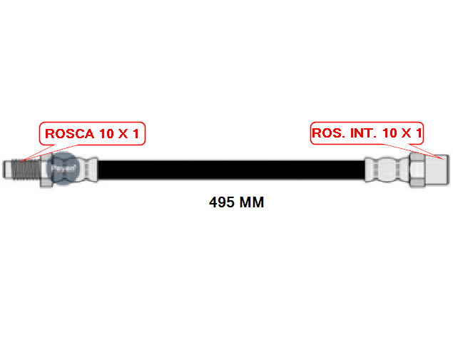 FLEXIBLE DE FRENO DEL. MB 709/710/712/812/912 L: 495 MM