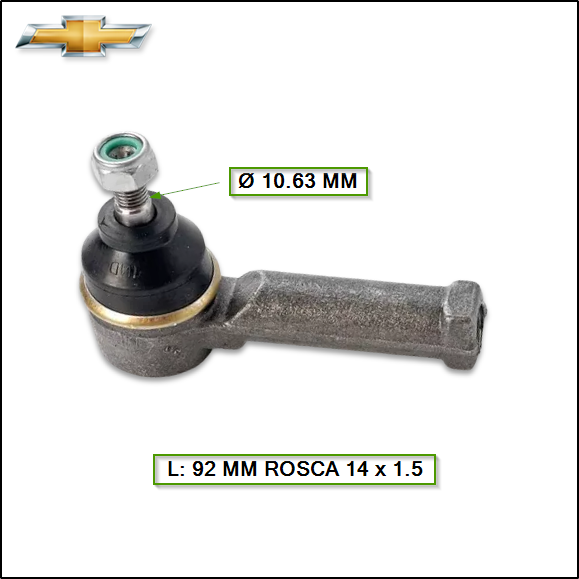EXTREMO DE DIRECCION IZQ/DER AGILE/CORSA II (M14x1,5-Ø10,63-Ø13,8-L=92)