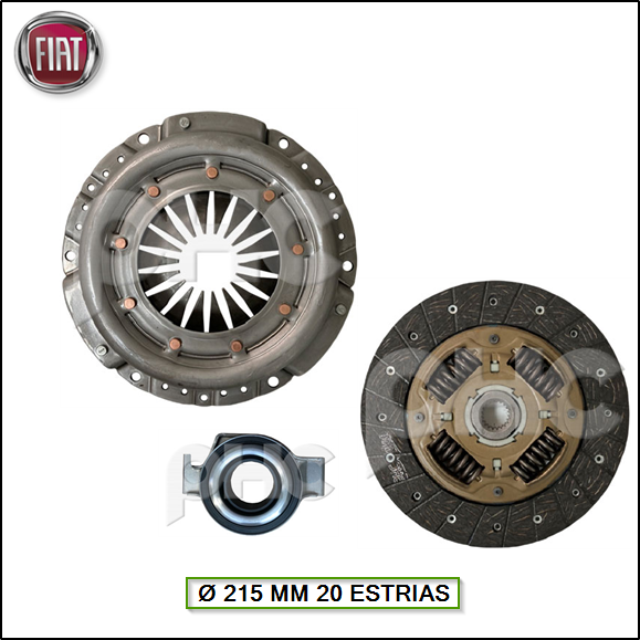 KIT DE EMBRAGUE P+D+C - FIAT PUNTO/FIORINO/PALIO/STRADA ADVENTURE 1.3 JTD MULTIJET 08/... (215MM - 20 ESTRIAS)