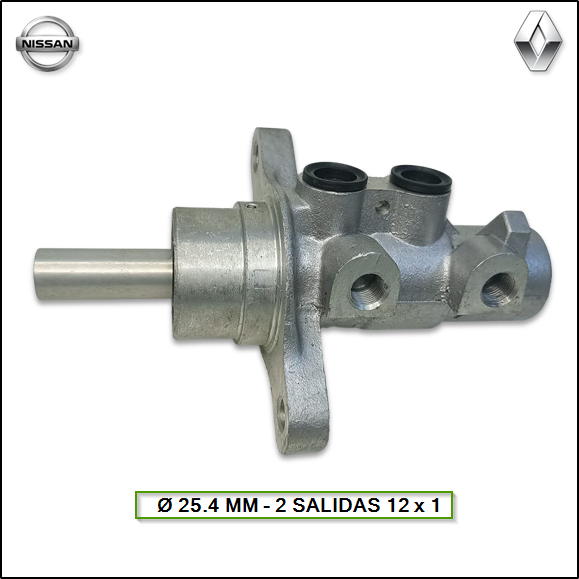 BOMBA DE FRENO NISSAN FRONTIER NP-300 2.3 2016/... - RENAULT ALASKAN Ø 25.4 2 SALIDA 12 x 1 (ALUMINIO)