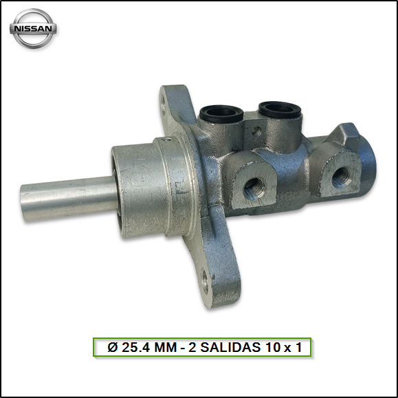 BOMBA DE FRENO NISSAN FRONTIER NP-300 2.3 2016/... Ø 25.4 2 SALIDA 10 x 1 (ALUMINIO)