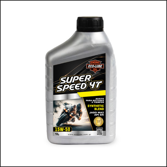 ECO-LUBE SUPER SPEED 15W50 SL/ JASO MA2 X 1 LITRO SINTETICO (12 UNIDADES)
