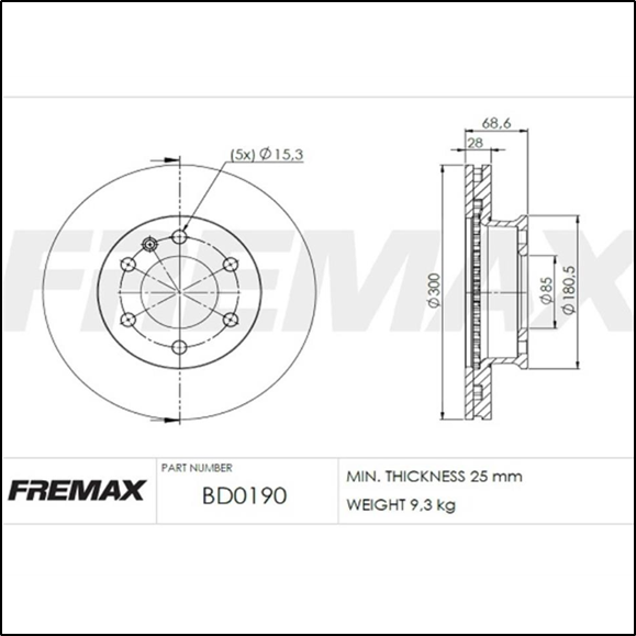 DISCO DE FRENO MERCEDES BENZ SPRINTER 311 06/... (VENTILADO)