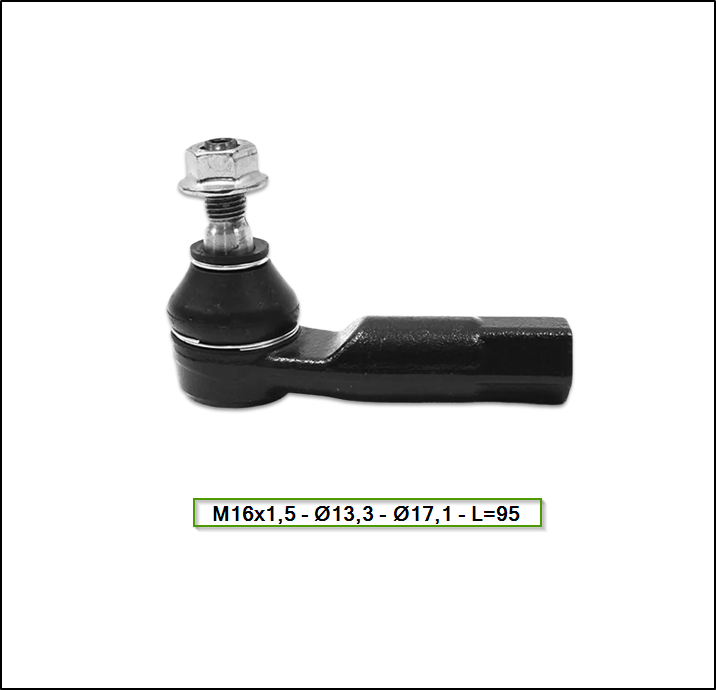 EXTREMO DE DIRECCIÓN IZQUIERDO VW NIVUS 20/... - VIRTUS 18/... - M16x1,5 - Ø13,3 - Ø17,1 - L=95