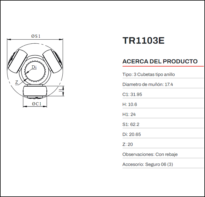 TRICETAS - DIAMETRO Ø 31,95 MM (ESTRIAS (Z):20 ) FIAT PALIO WEEKEND / FIRE / SIENA / UNO