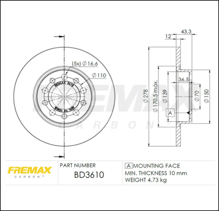 DISCO DE FRENO JEEP RENEGADE - COMPASS - CHEROKEE 2016/2024 - FIAT 500 2018/2024