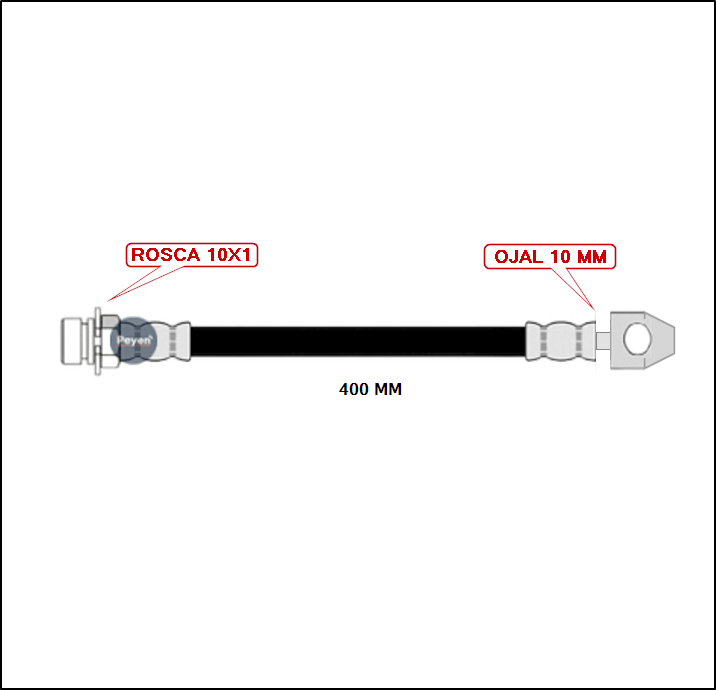 FLEXIBLE DE FRENO FORD NISSAN (DATHSUN) PICK-UP D21 86/97 DELANTERO IZQ. 400 MM
