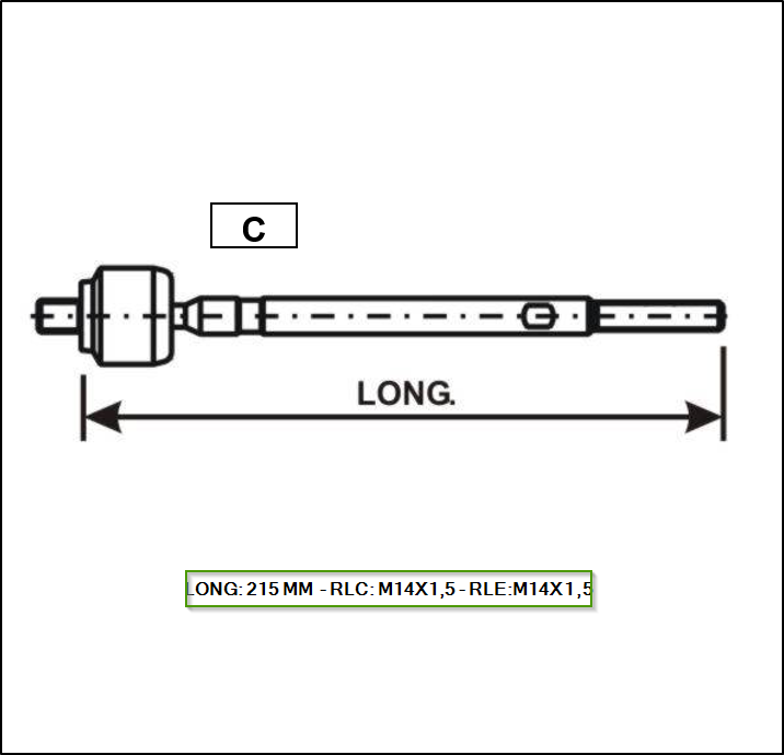 ART. AXIAL  (PRECAP) -FIAT FIORUNO - DUNA - UNO - RENAULT LOGAN SANDERO 2014 - LONG: 215 MM  - RLC: M14X1,5 - RLE:M14X1,5